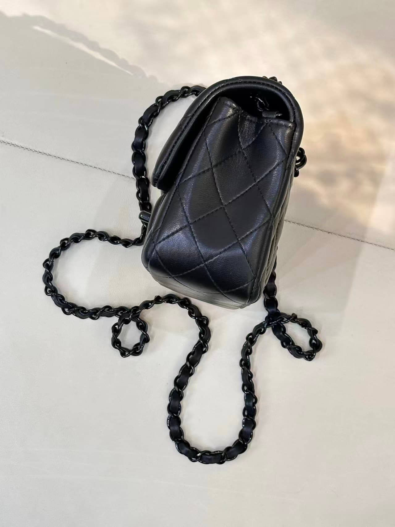CHANEL Mini Classic Handbag Lambskin & Black-Tone Metal A69900 Black TOP