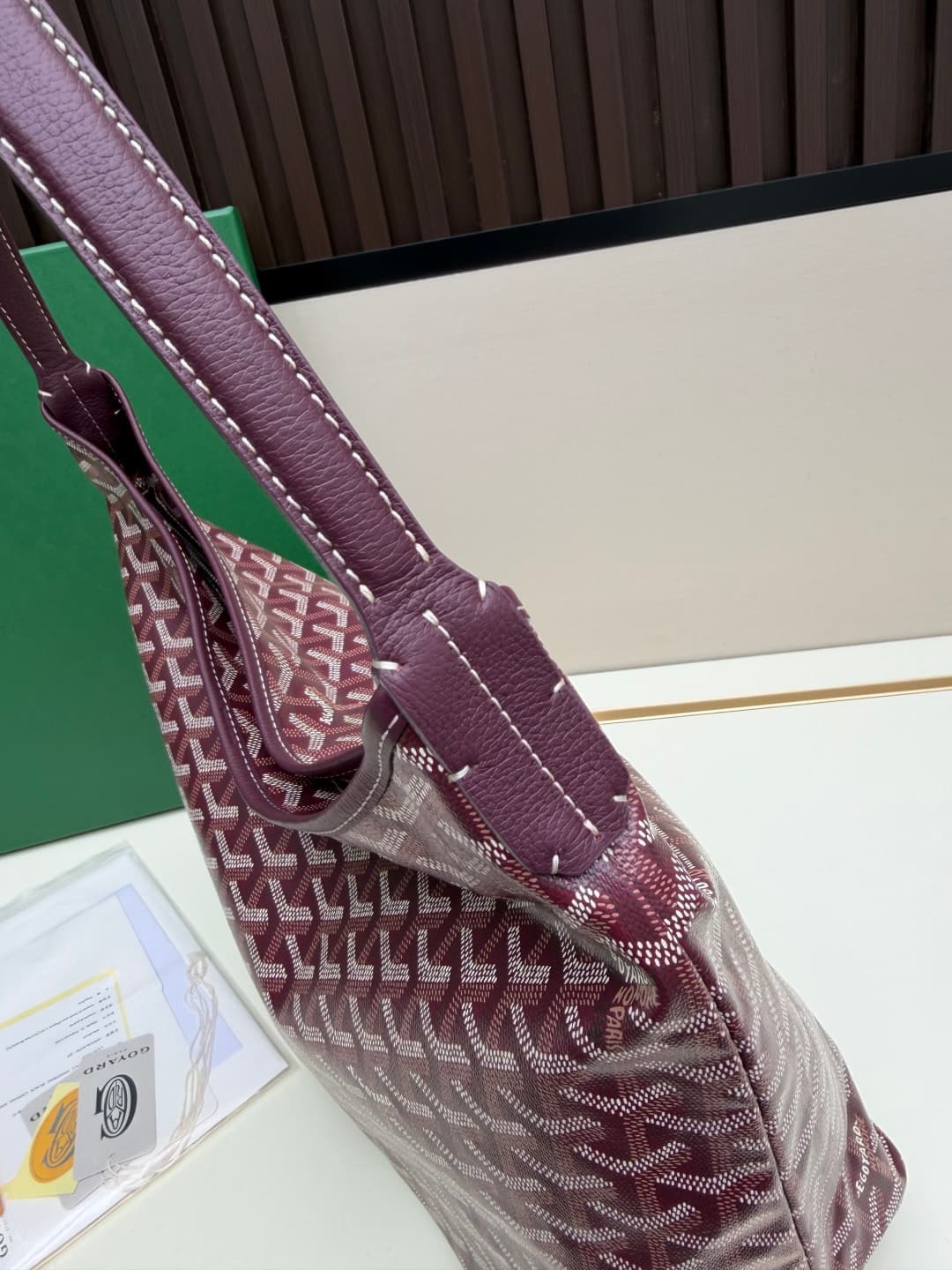 Goyard Bohème Burgundy Hobo Bag Chevron Canvas and  White Painted Mascot High