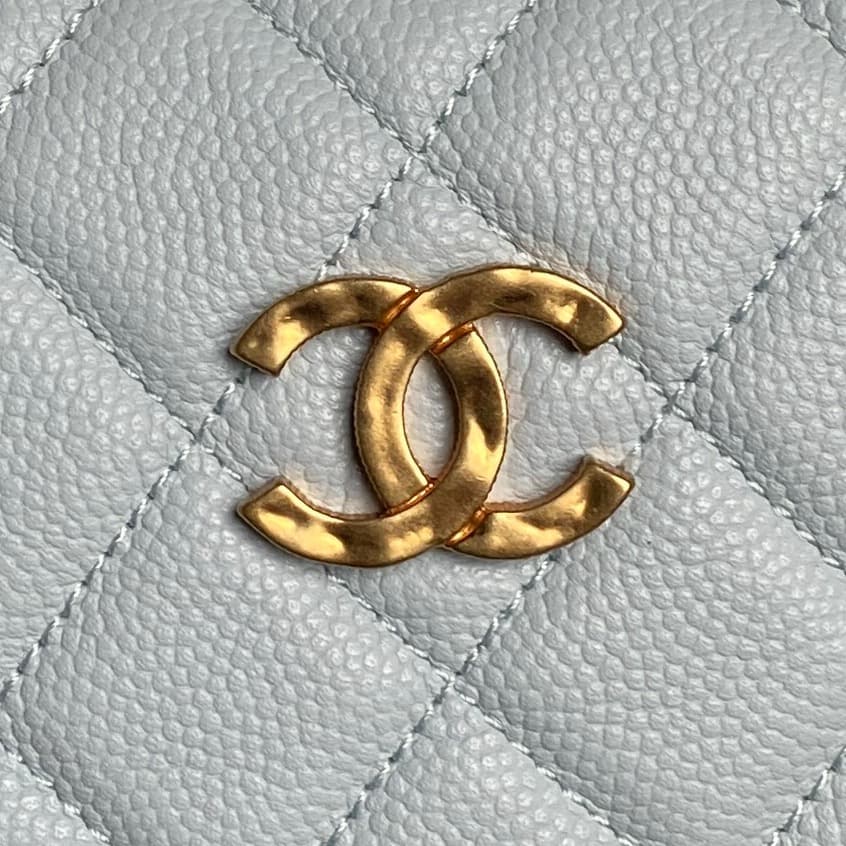 Chanel mini round hobo pouch bag AP4584 Grained Calfskin & gold-tone metal blue high