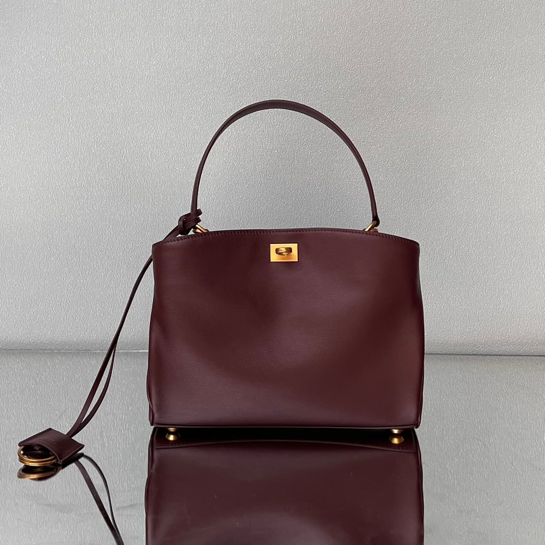 Balenciaga Rodeo Small Bag in Dark Burgundy Leather With Gold-Tone Metal TOP