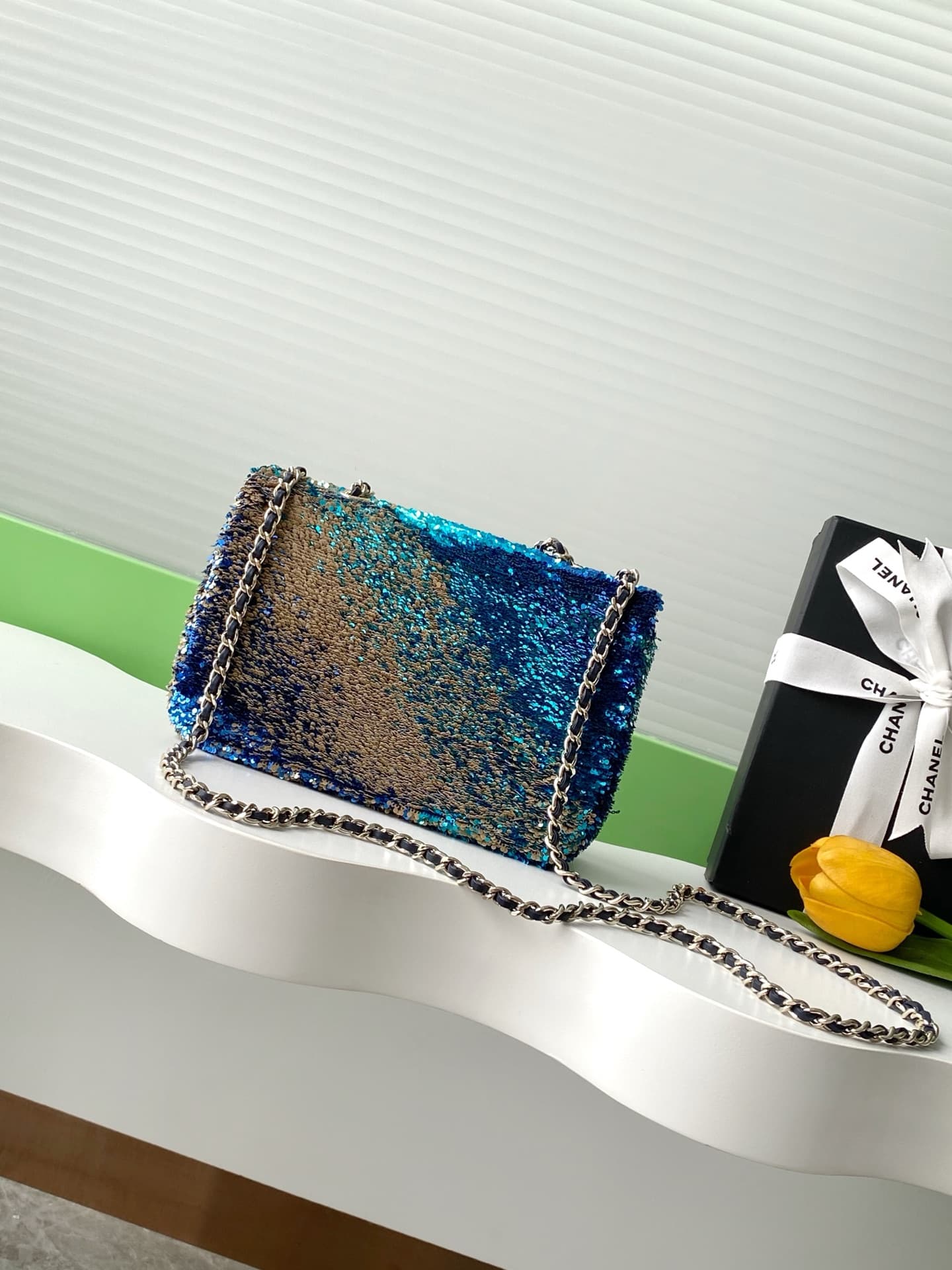 Chanel Flap Bag Sequins & Gold-Tone Metal AS4561  A