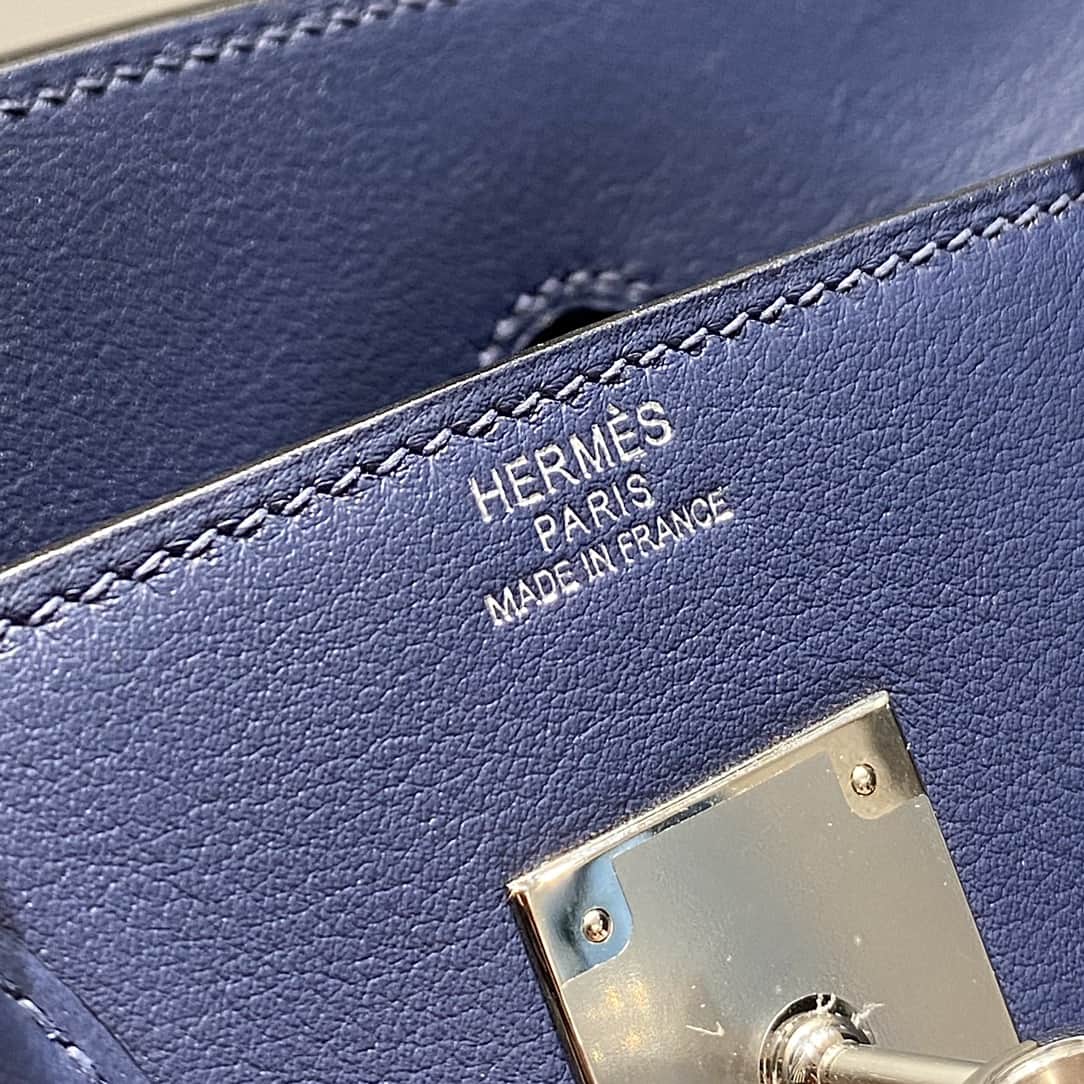 Hermes Shoulder Birkin 29 Swift leather Deep Bleu & Silver Metal WAX High