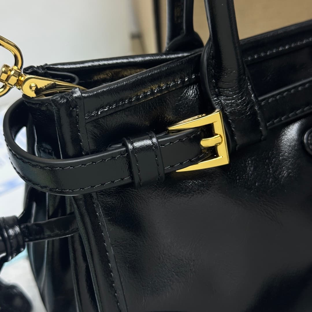 Prada Bonnie leather mini handbag Calfskin leather 1BA486 Black High