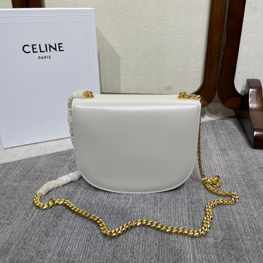 Celine Teen Besace Clea Bag in Shiny White Calfskin Leather High