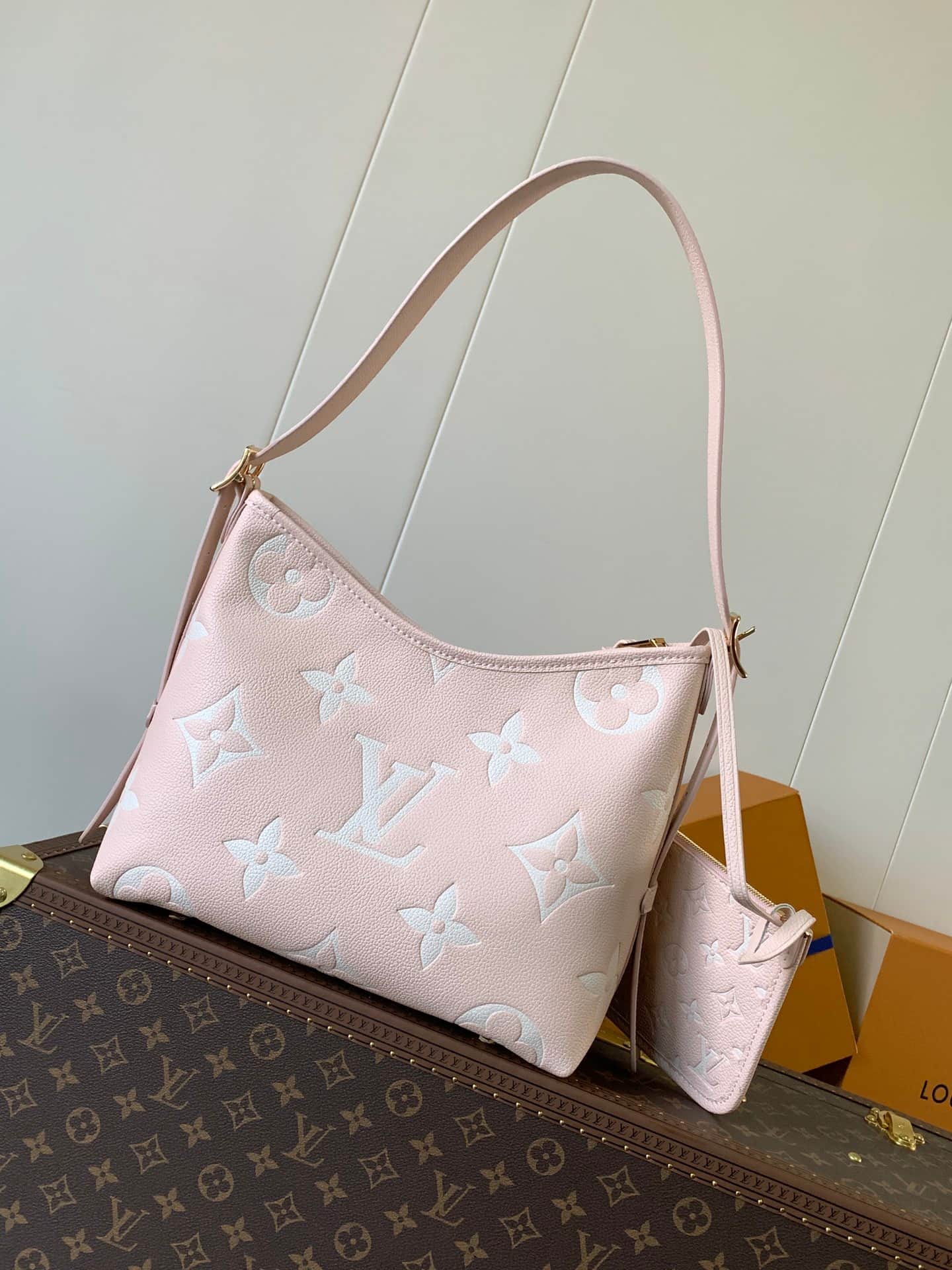 Louis Vuitton CarryAll PM Pink/Quartz Pink/Beige Bicolor Monogram Empreinte Leather M14209 High