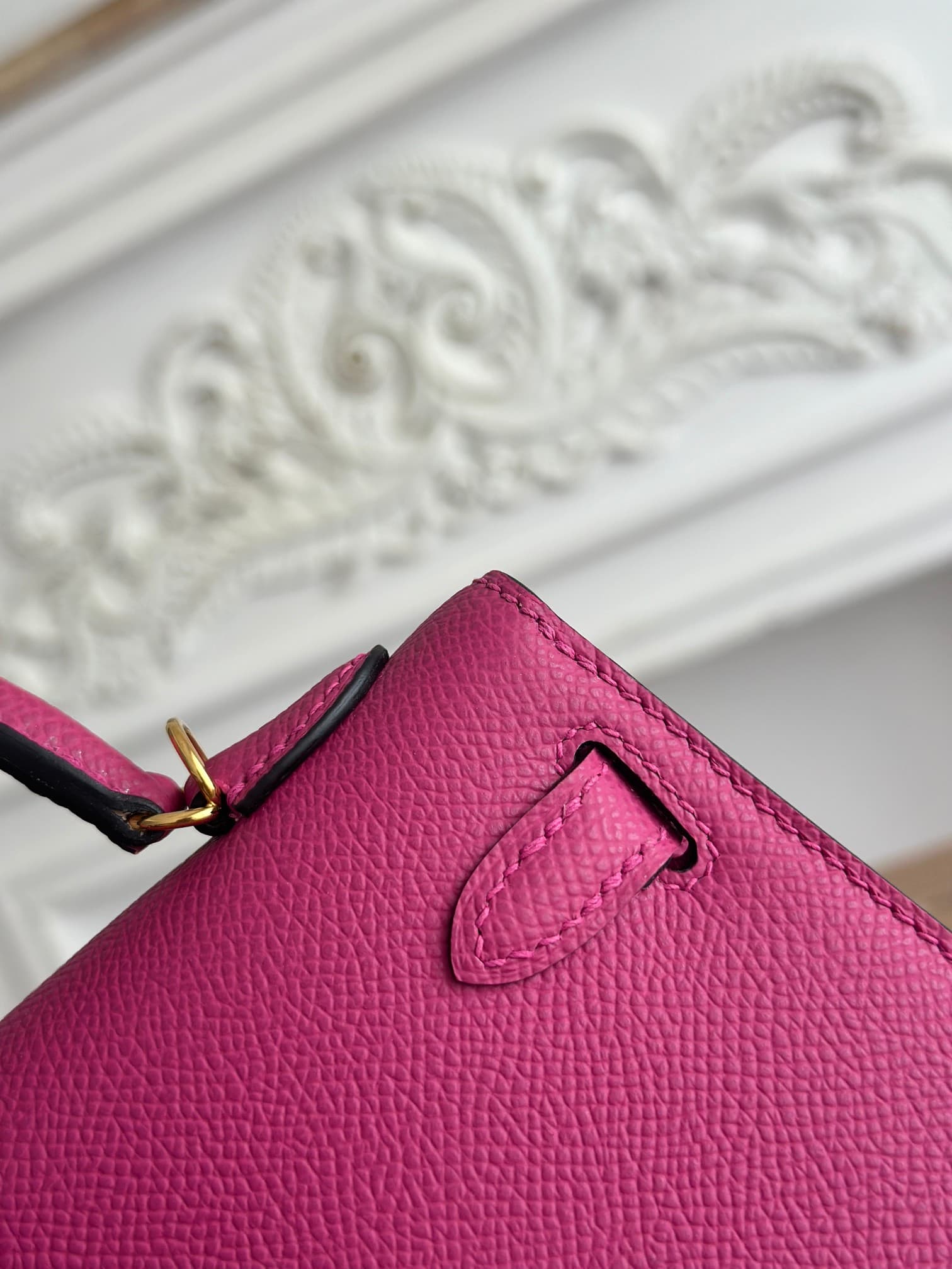 Hermes Kelly Mini II Bag Epsom Leather WAX Rose Pourpre High