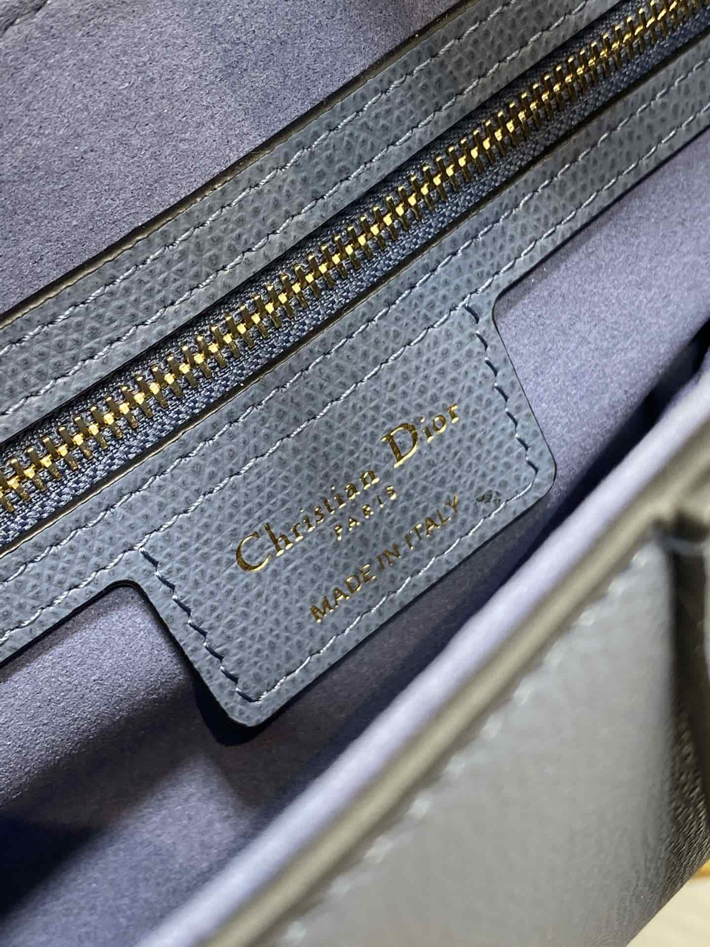 SADDLE BAG Grained Calfskin With Long Strap Dark Blue High