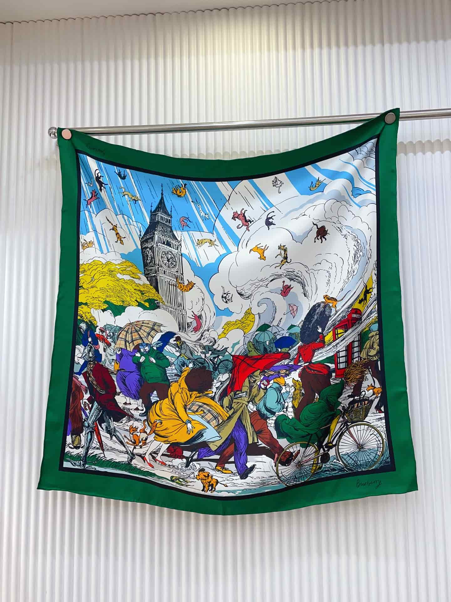 Burberry Raining Cats and Dogs silk scarf