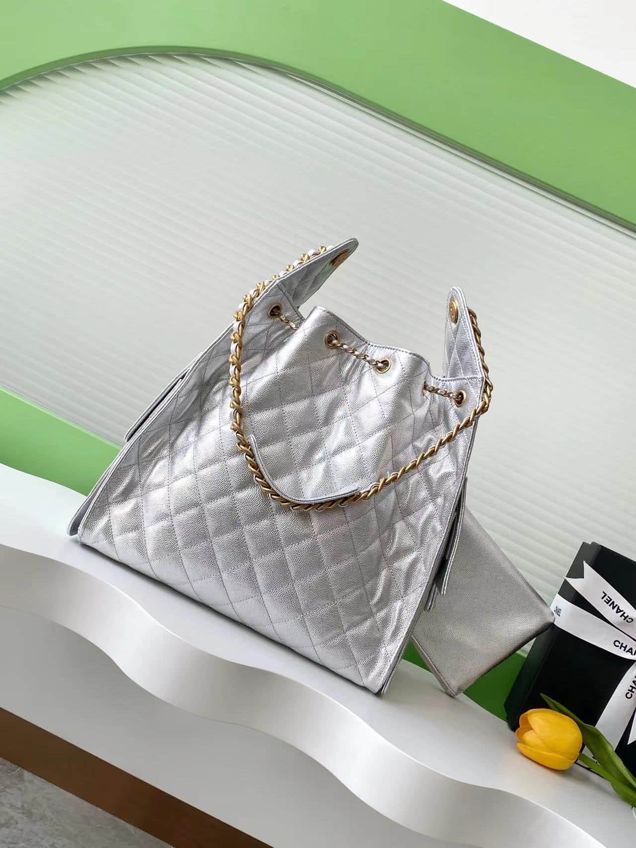 Chanel 25 Medium Hobo Medium handbag AS5311 Grained Calfskin & Gold-tone Metal Silver A