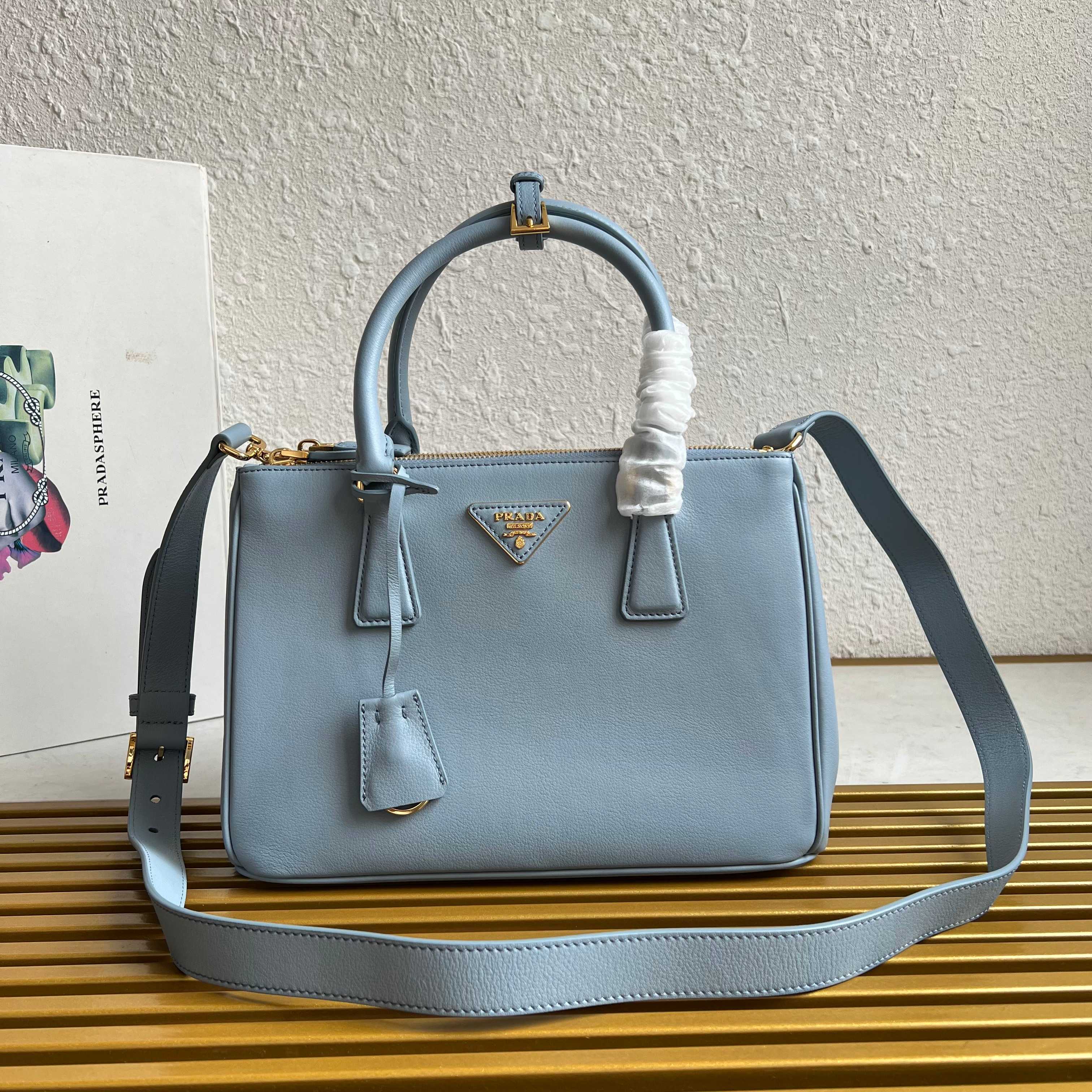 Prada Galleria small Saffiano leather bag 1BA896 Light Blue High