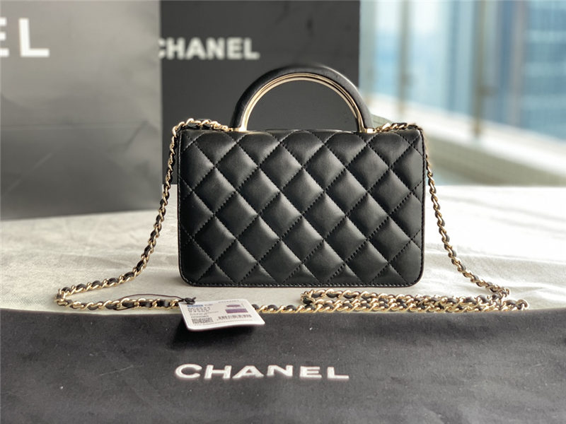 Chanel Wallet on Chain With Handle AP2844 Lambskin & Gold-Tone Metal Black A