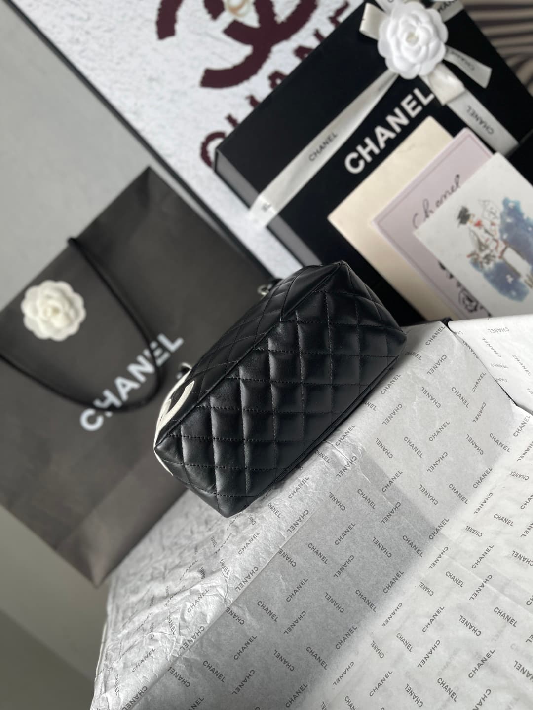Chanel Cambon Ligne Bowler bag Calfskin & Silver-Tone Metal AS25172 Black High