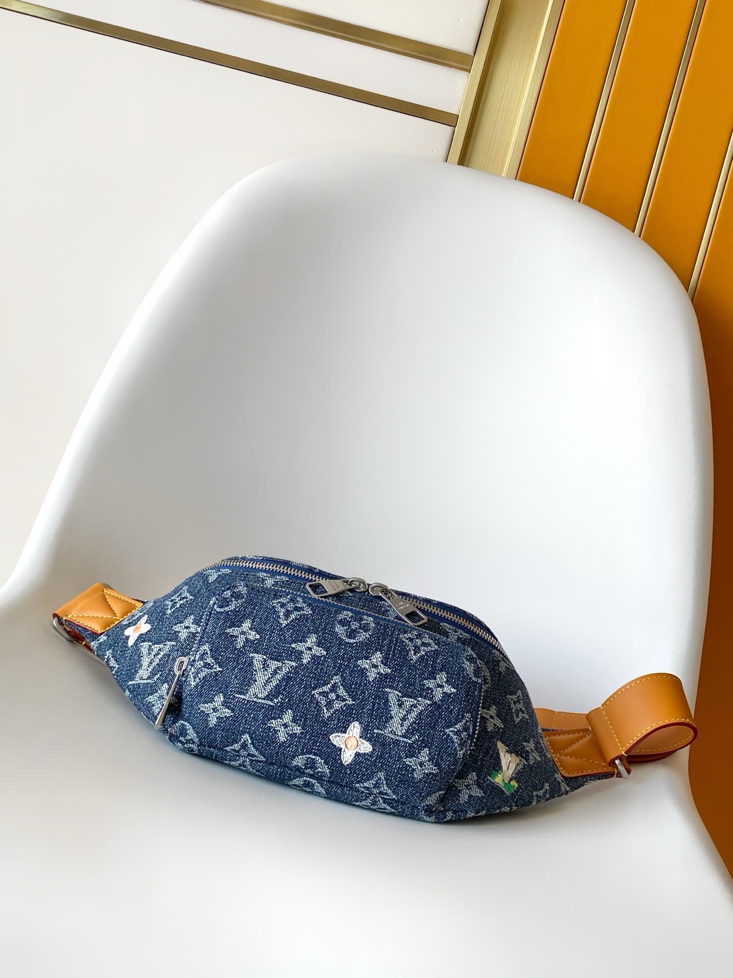 Louis Vuitton Rush Bumbag Blue Monogram Flowers Denim M27640 High