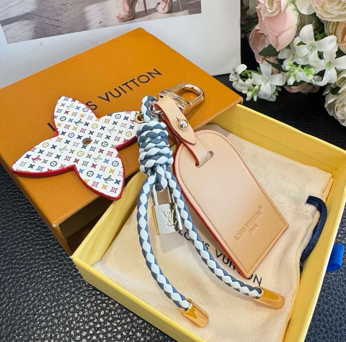 Louis Vuitton Calfskin Monogram Lock and Bloom Stacking Bag Charms