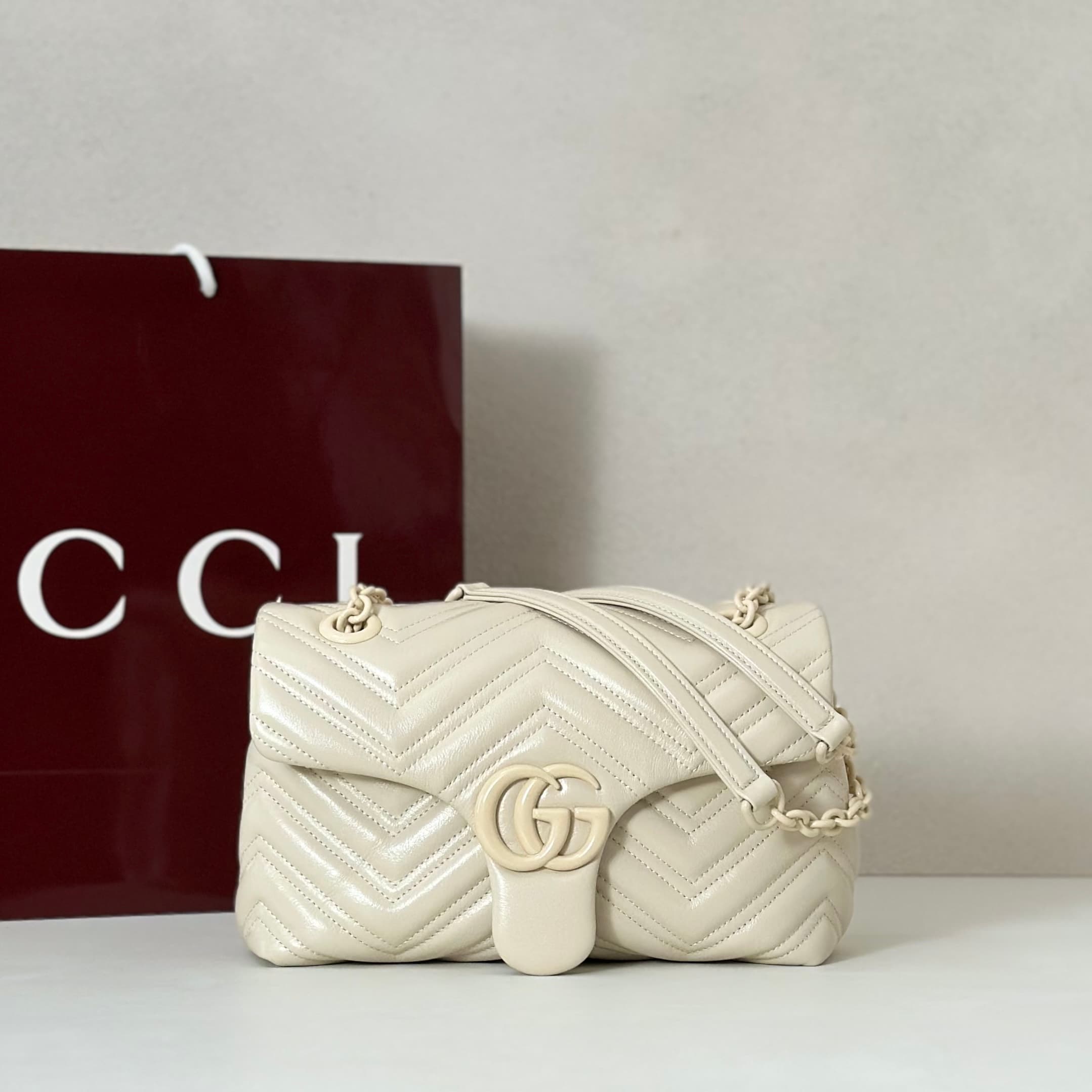 Gucci GG Marmont Small Shoulder Bag 855371 Cream High