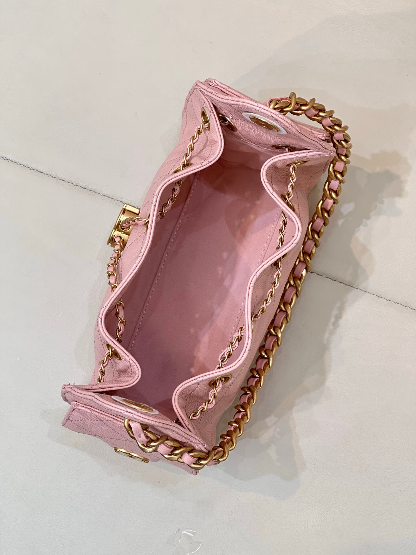 CHANEL 25 Mini Handbag AS5631 Grained Calfskin & Gold-tone Metal Pink TOP