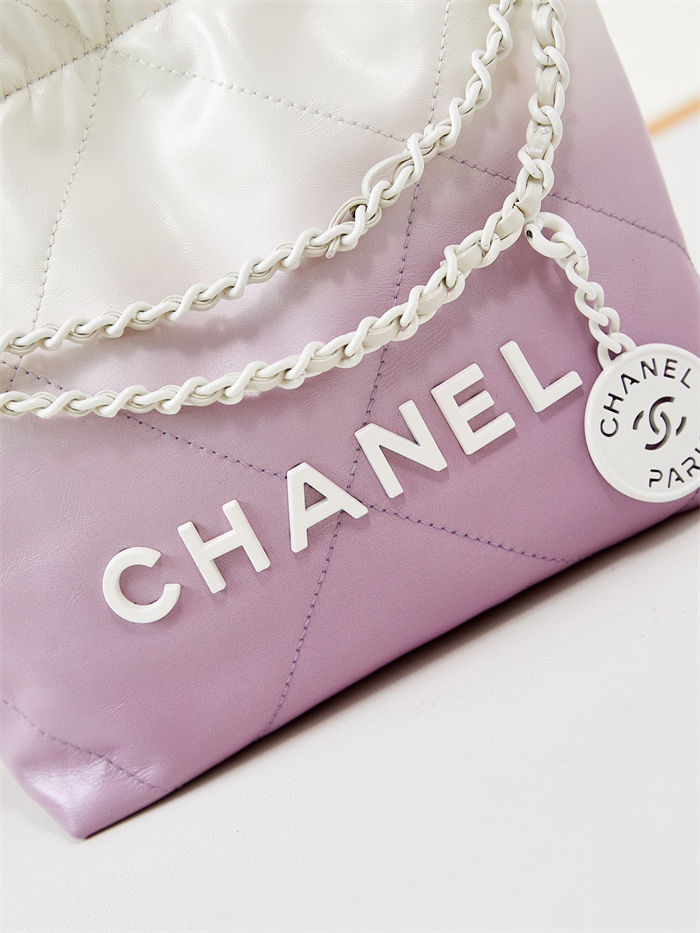 Chanel 22 MINI HANDBAG Patent Gradient Calfskin & Lacquered Metal Purple AS3980 A