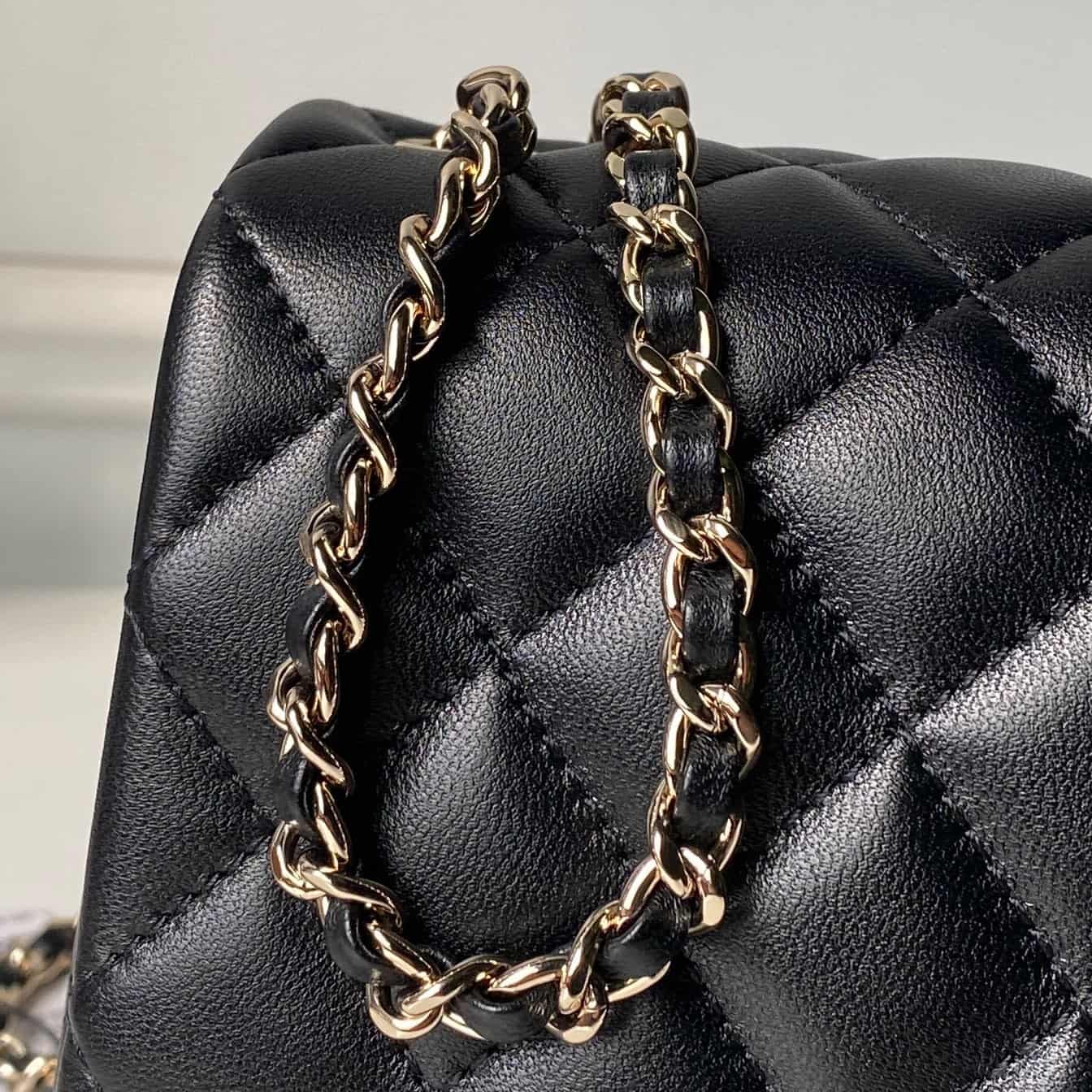 Chanel Classic Flap Bag Lambskin & Gold-Tone Metal AS5756 Black High