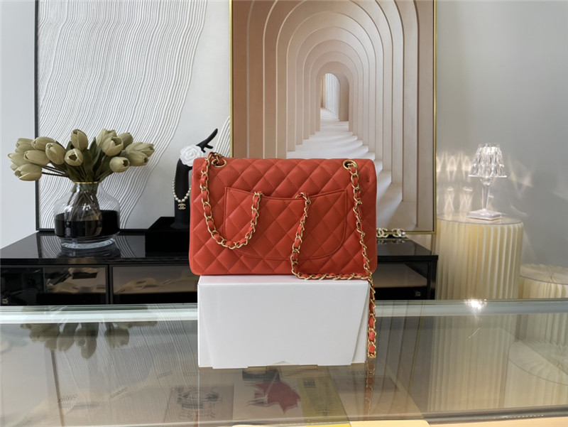 Medium CLASSIC HANDBAG Lambskin Orange Gold Metal A