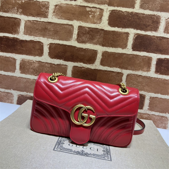 GG Marmont small matelassé shoulder bag 443497 red High