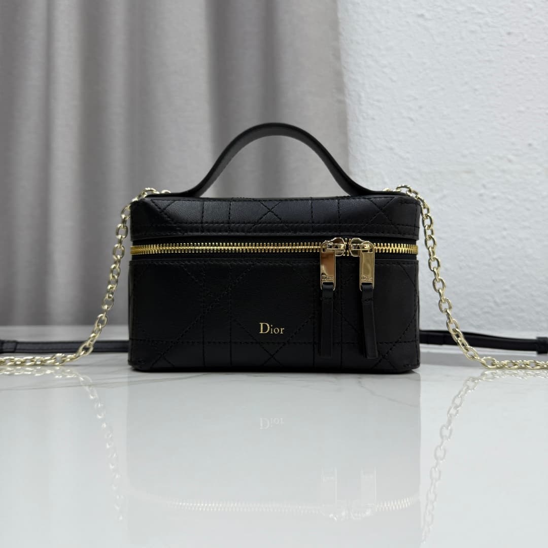 Dior Trianon Soft Vanity Bag Black Lambskin S4613 High