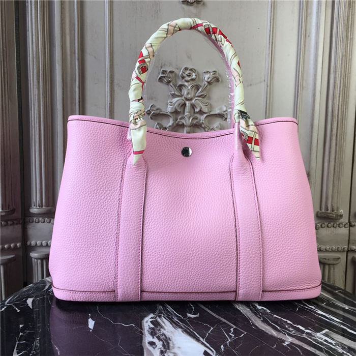Hermes Garden Party 30/36 Bag Calfskin In Pink High