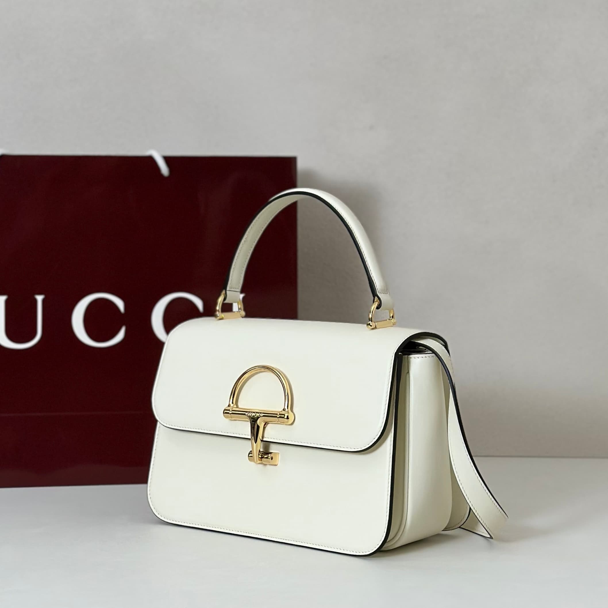 Gucci Siena medium top handle bag 855535 White High