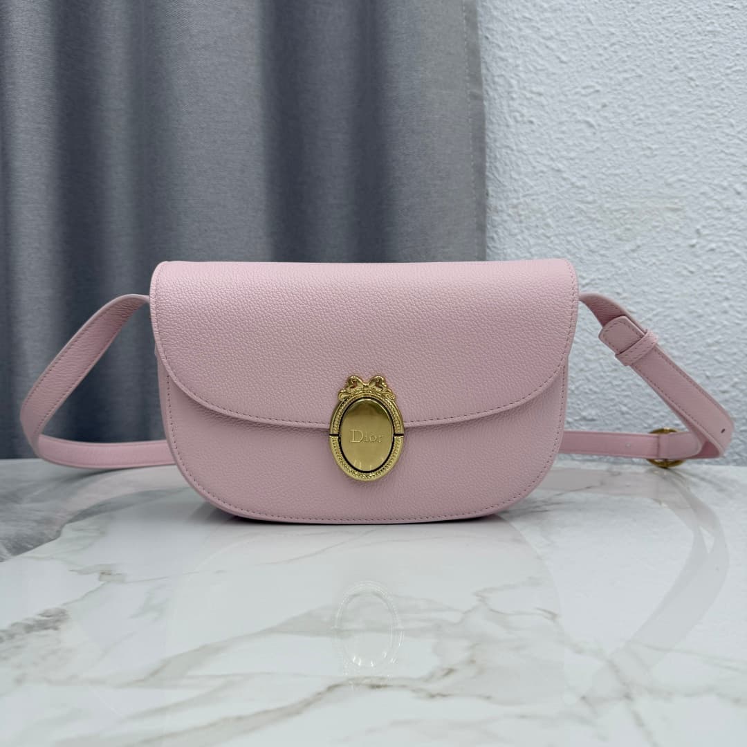 Dior Médaillon Flap Bag Pink Grained Calfskin M3920 High