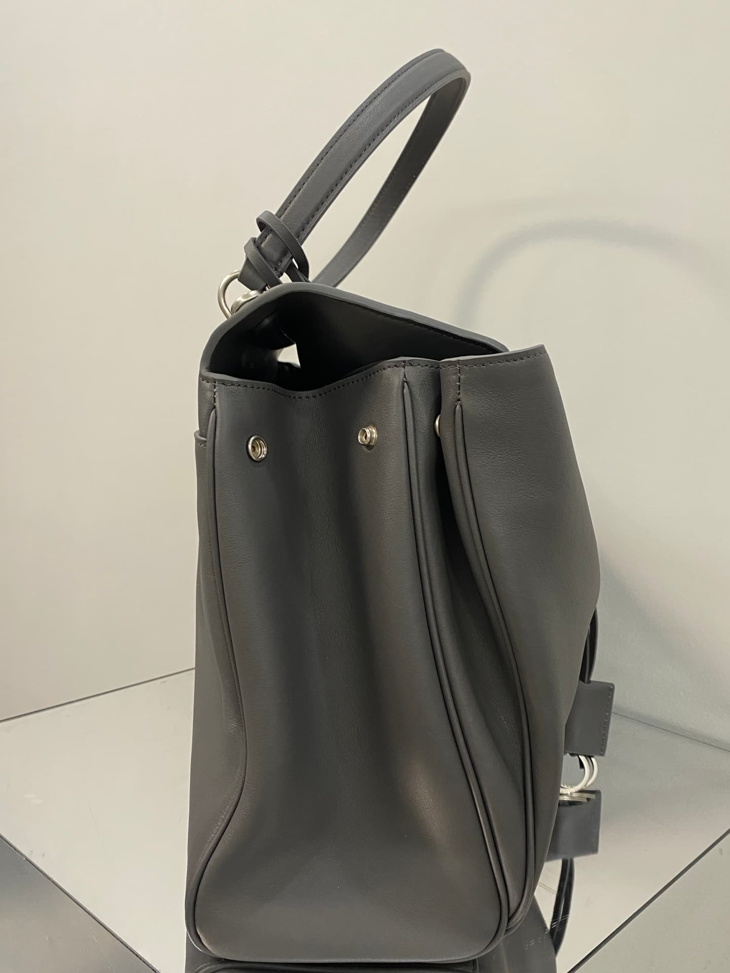Balenciaga Rodeo Large Bag in Grey Leather With Silver-Tone Metal TOP