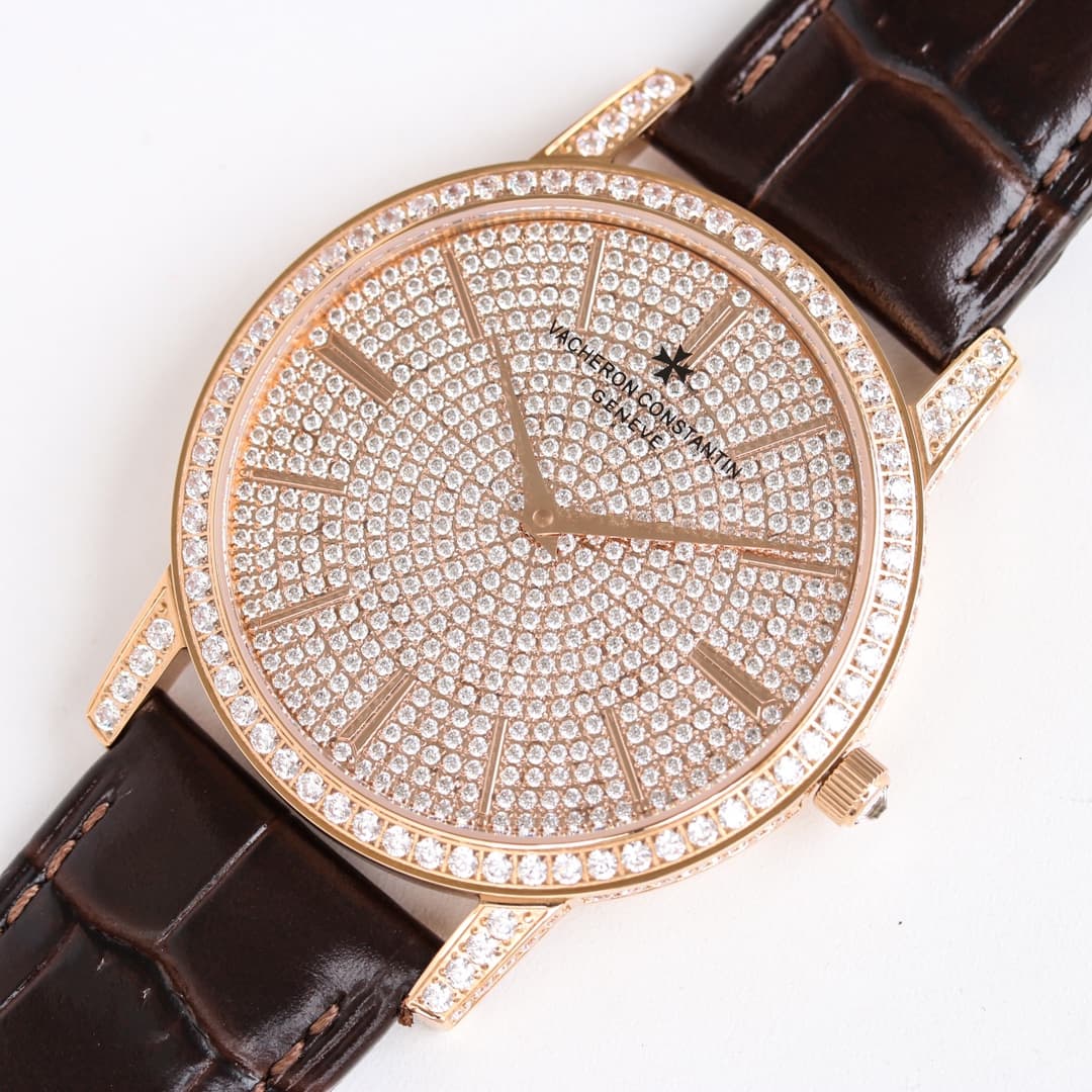 Vacheron Constantin Traditionnelle Watch with Rose Gold  Paved Diamonds TOP