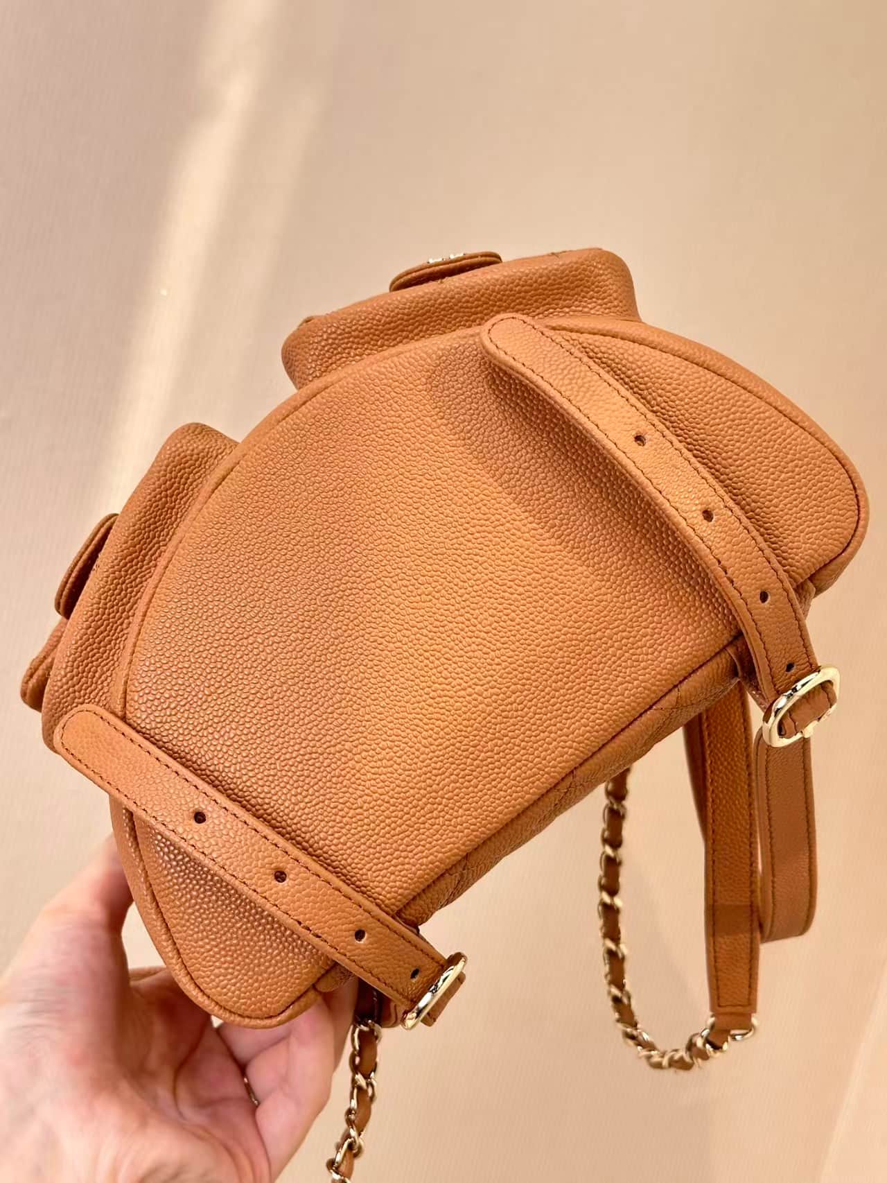 Chanel BACKPACK AS3860 Grained Shiny Calfskin & Gold-Tone Metal Caramel TOP