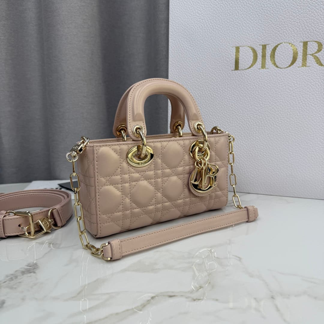 Dior Lady D-Joy Bag Pearlescent Light Pink Cannage Lambskin M0636 High