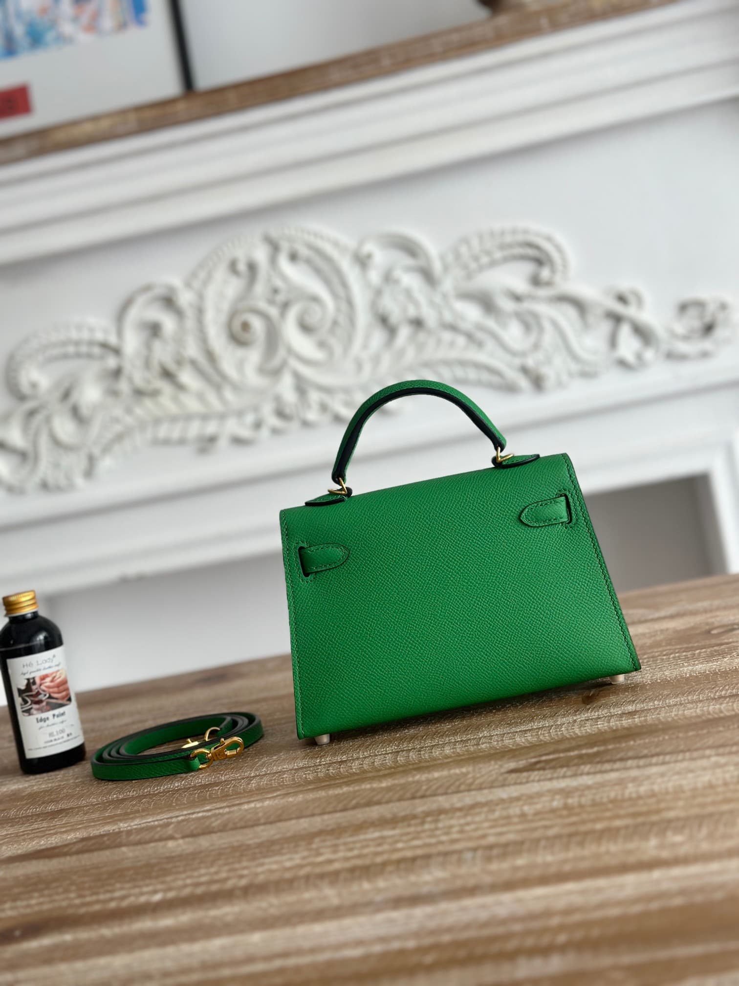 Hermes Kelly Mini II Bag Epsom Leather WAX Bamboo High