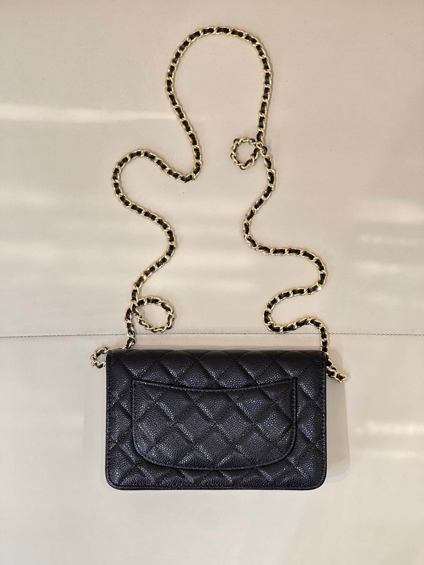 Chanel Classic Wallet on Chain Grained Shiny Calfskin & Gold-Tone Metal AP4241 Black TOP