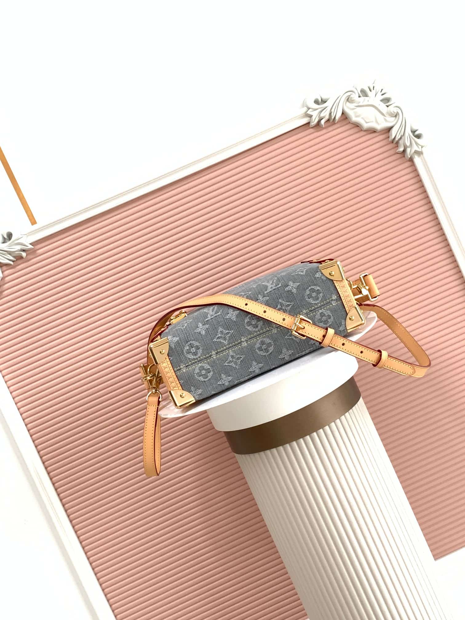 Louis Vuitton Side Trunk MM Monogram Washed Gray Denim M13285 High