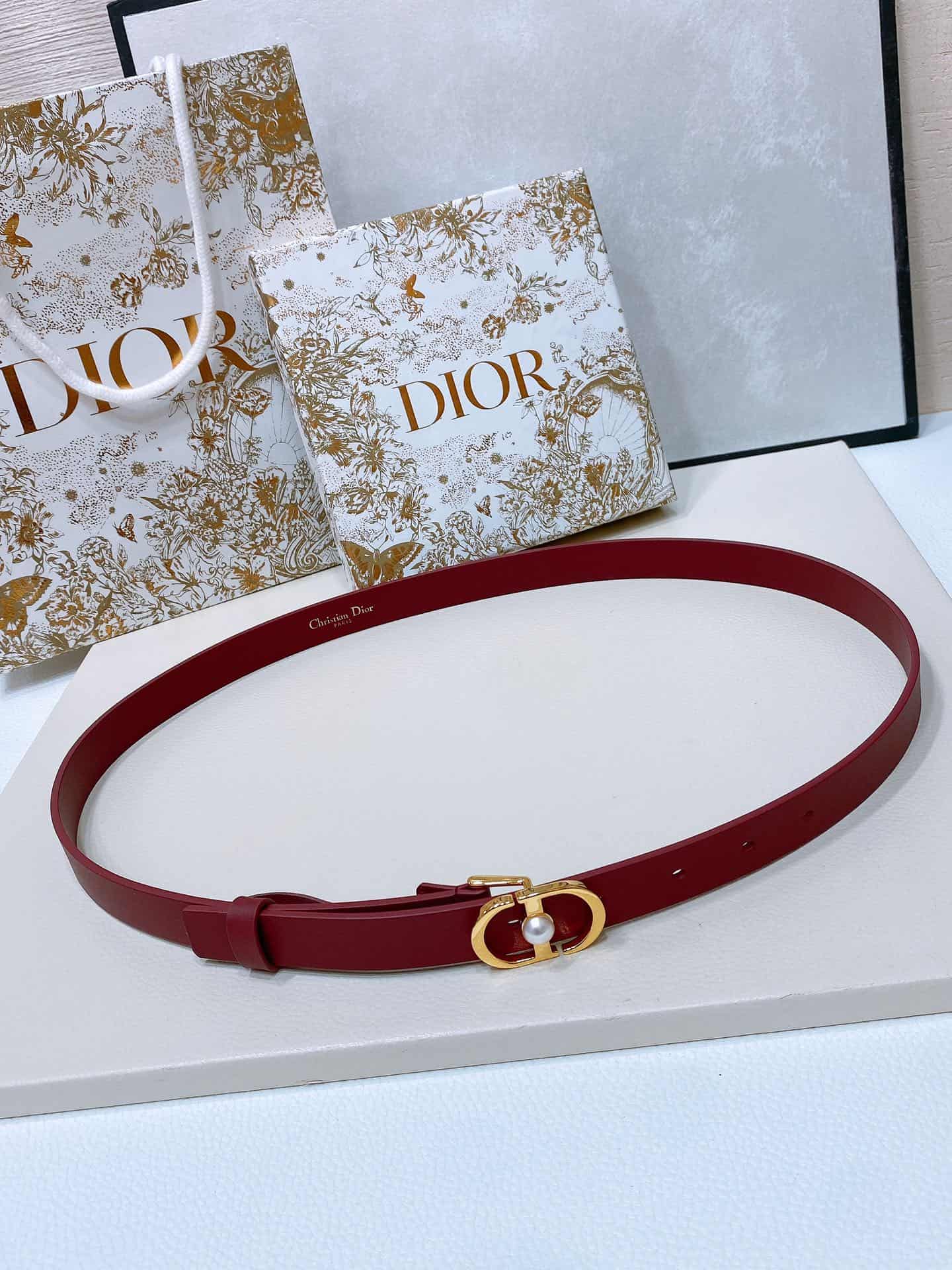 Dior Montaigne Jolie Belt 15/20MM Calfskin Gold/Silver High