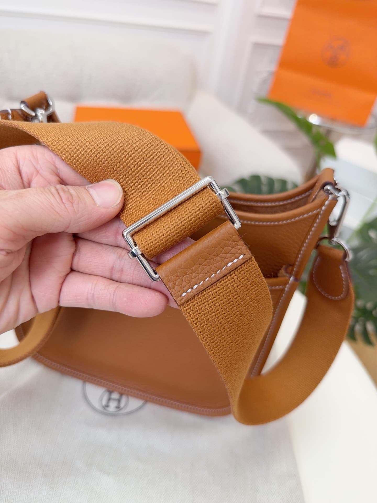 Hermes Evelyne Mini 23 Bag Calfskin In Gold WAX High