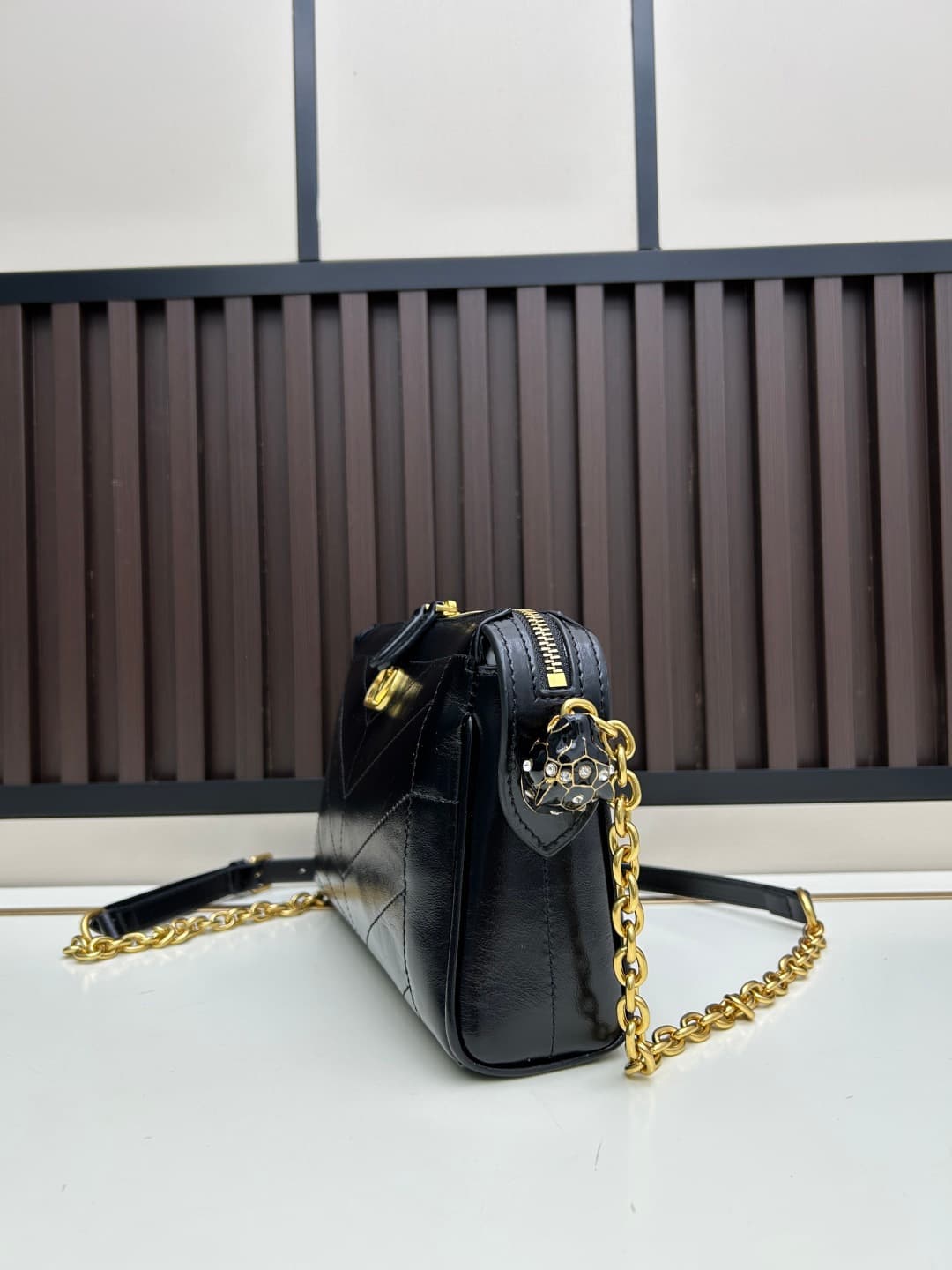 Valentino VLogo Garavani Panthea Shoulder Bag Black Leather Mid