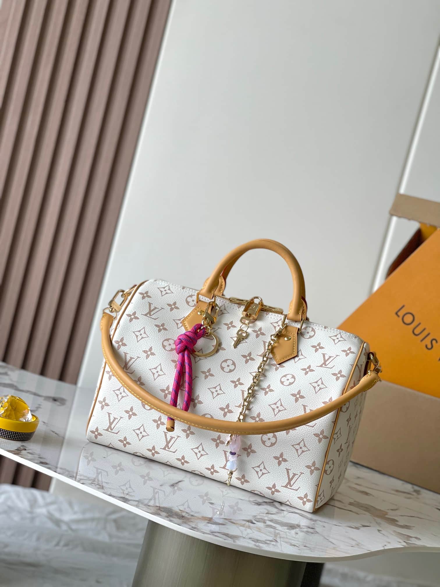 Louis Vuitton Speedy Soft 30 Lucky Coated canvas Monogram Dune/Pink M15108 TOP