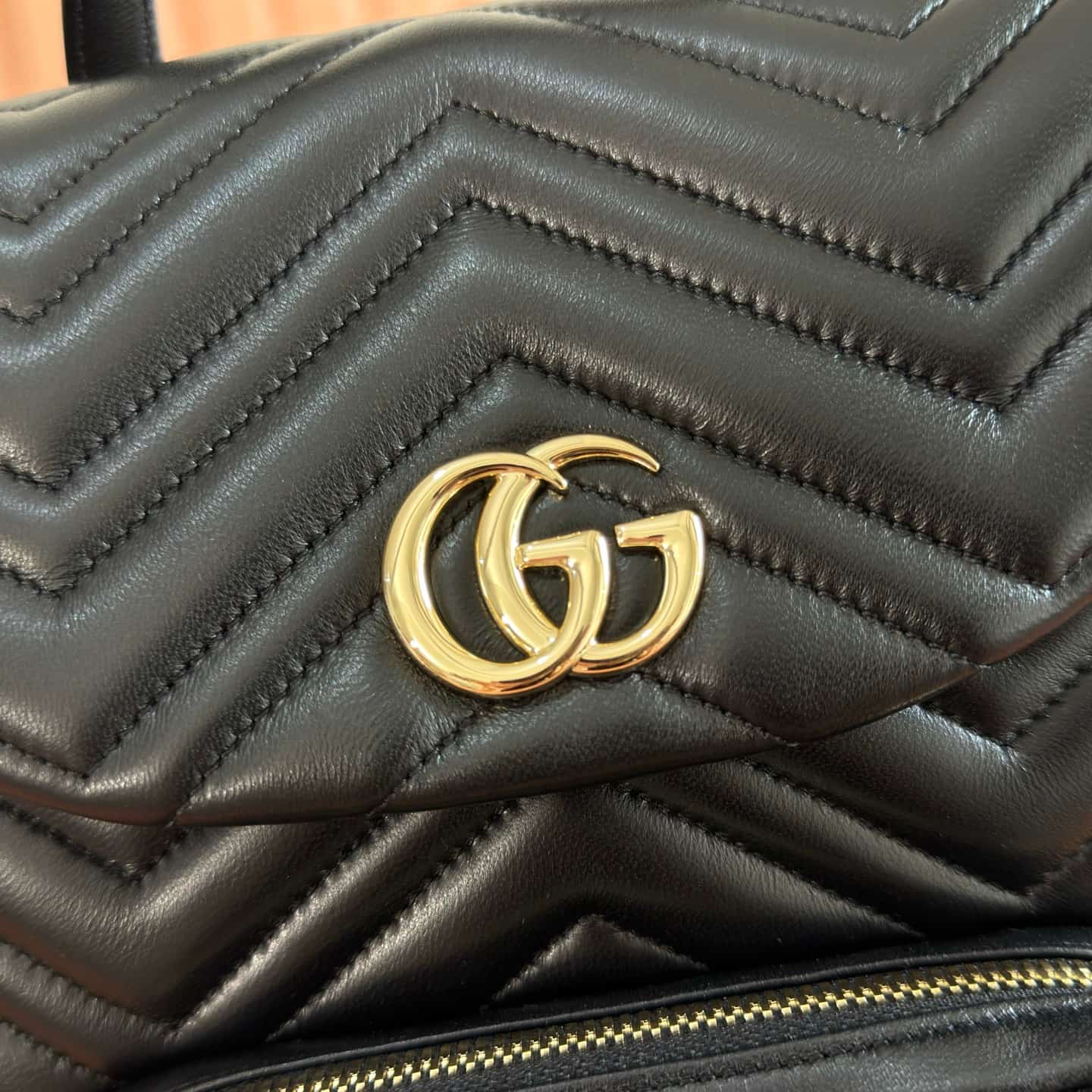 Gucci GG Marmont Small Backpack Black Matelassé Chevron Nappa Leather 861878  High