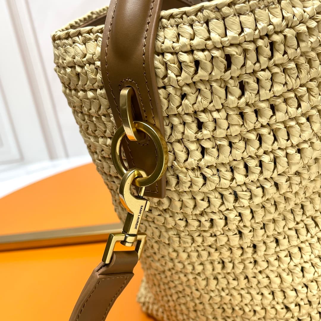 LE 37 in woven raffia and vegetable-tanned leather 773991 NATUREL AND BRICK High