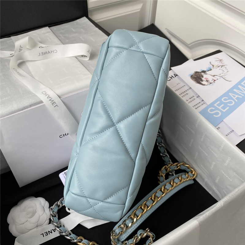 Chanel 19 Flap Bag Lambskin Blue Silver High