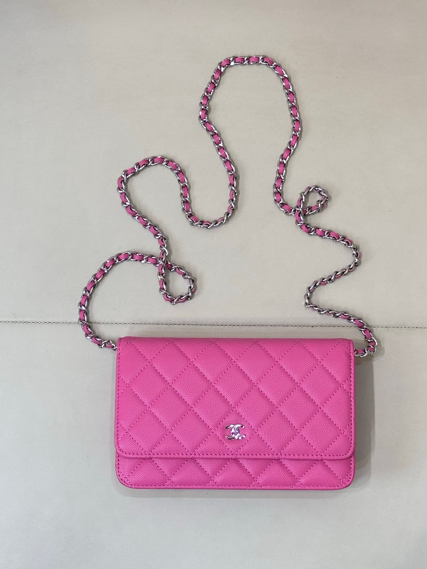 Chanel Wallet on Chain Grained Calfskin& Sliver-tone Metal AP0250 Plum Red TOP