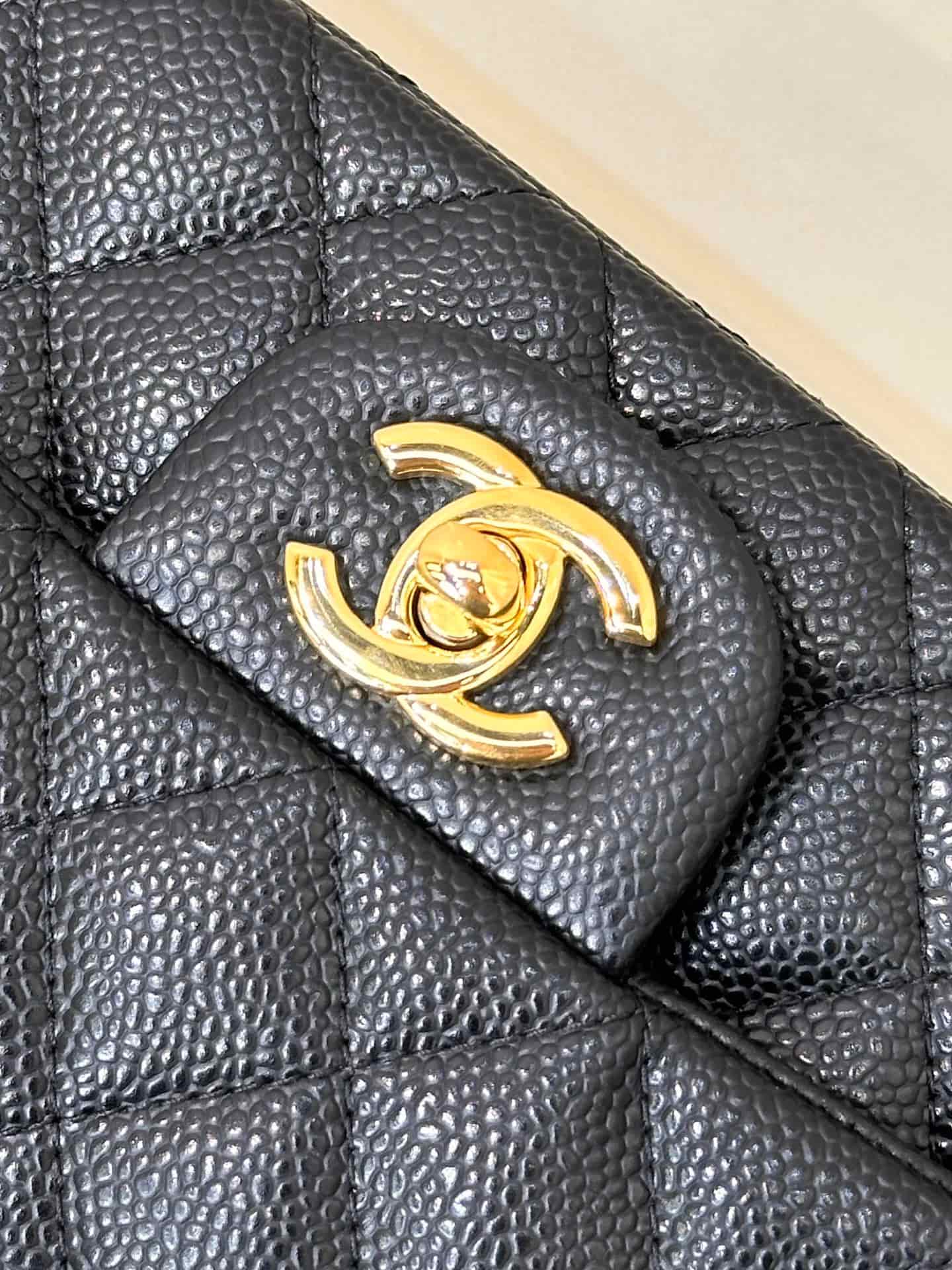 CHANEL Mini Classic Handbag Grained Calfskin & Gold-tone Metal A69900 Black TOP