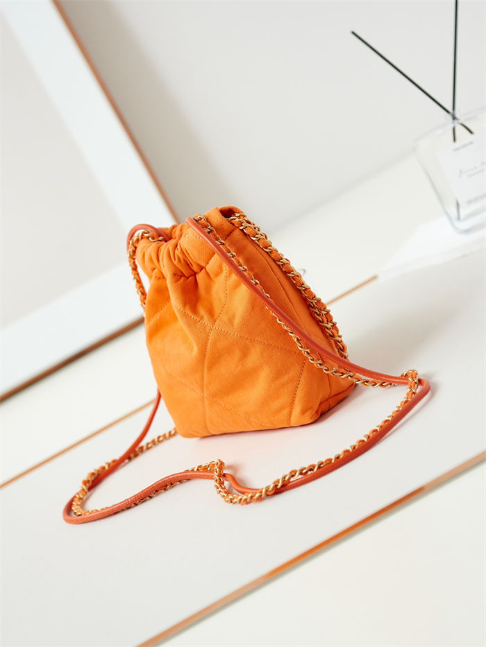 Chanel 22 MINI HANDBAG Canvas & Gold-Tone Metal Orange AS3980 A