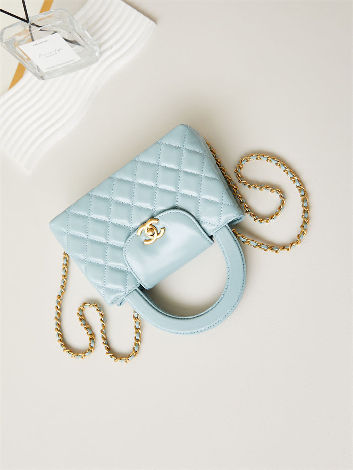 Chanel MINI SHOPPING BAG AS4416 Shiny Aged Calfskin & Gold-Tone Metal Blue A