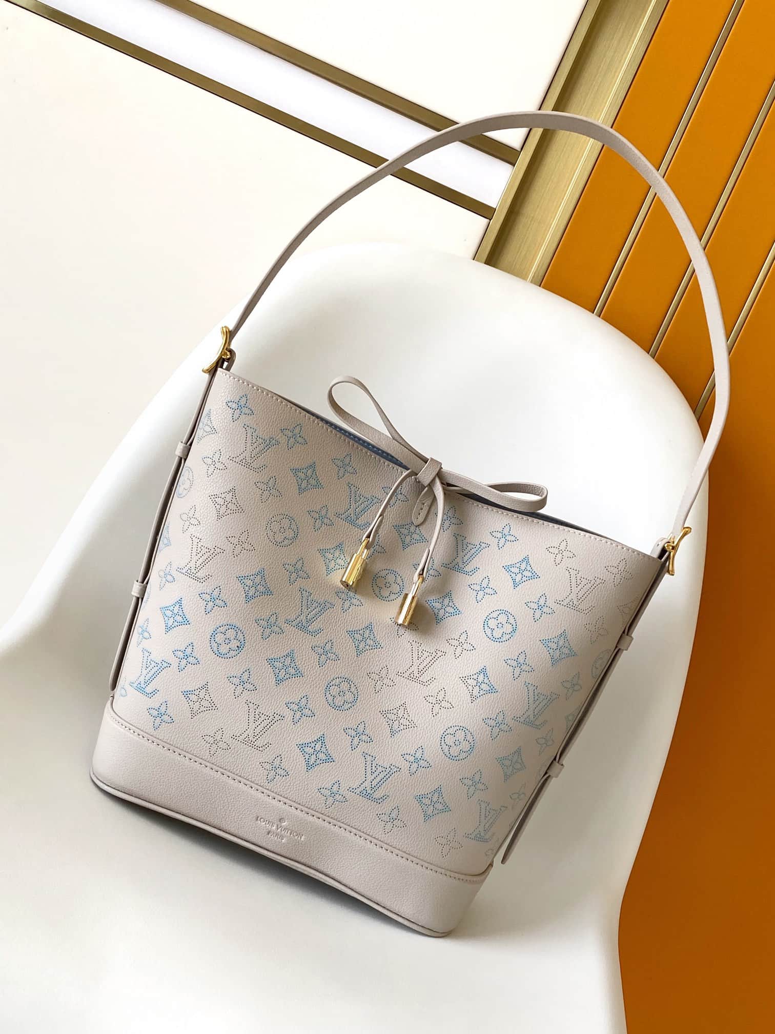 Louis Vuitton Flore Brume Gray Perforated Mahina calfskin leather M12496 High