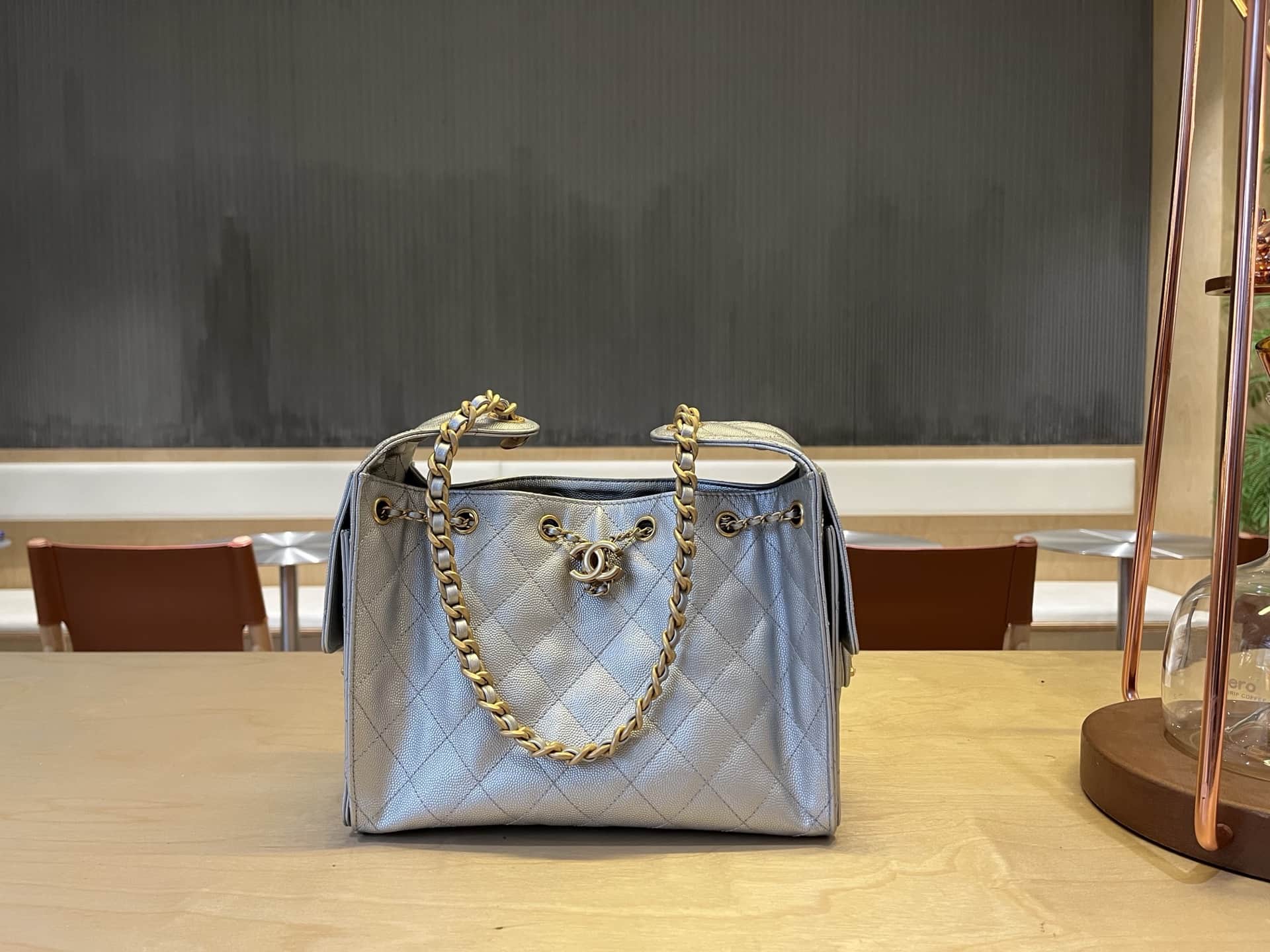 Chanel 25 Small Hobo handbag AS5293 Grained Calfskin & Gold-tone Metal Silver A