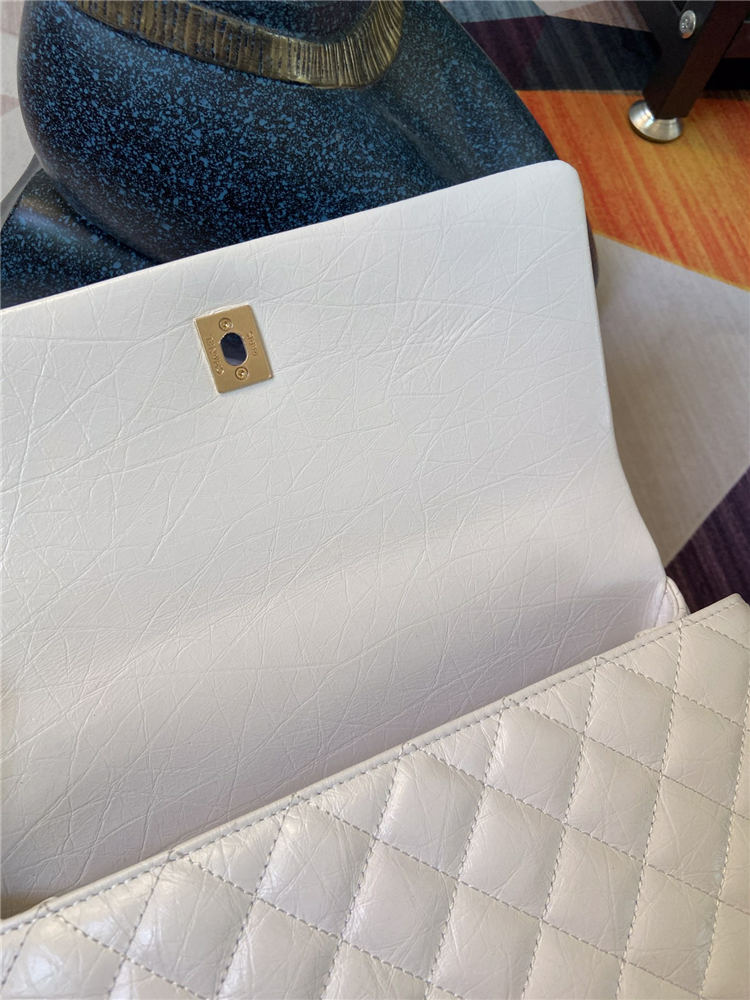 Medium FLAP BAG WITH TOP HANDLE Shiny Calfskin Gold Metal High