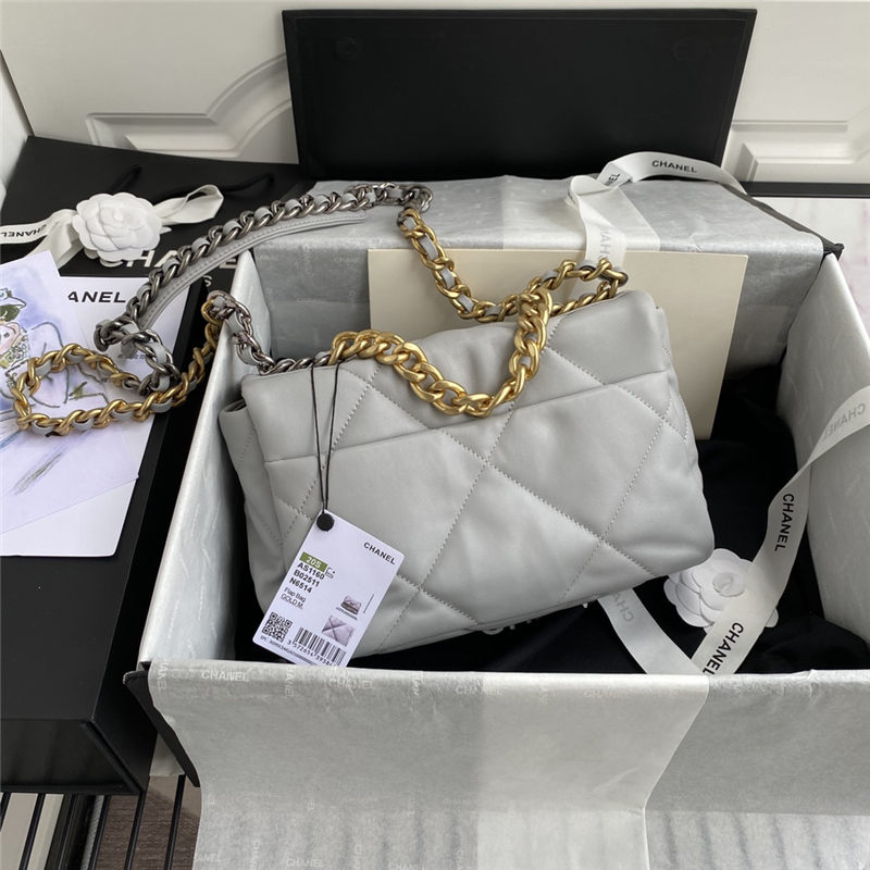 Chanel 19 Flap Bag Lambskin Grey High